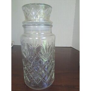 1983 Planters Peanuts Anchor Hocking Diamond And Pineapple Glass Canister